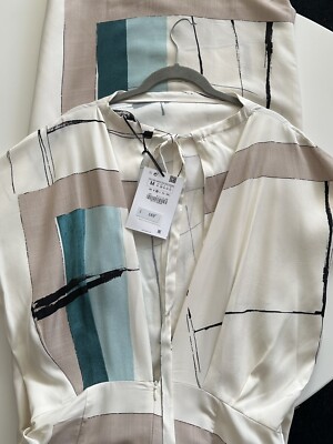 ZARA Limited Edition A/W 2022 Printed Midi Dress Size M Elegant Chic Classic