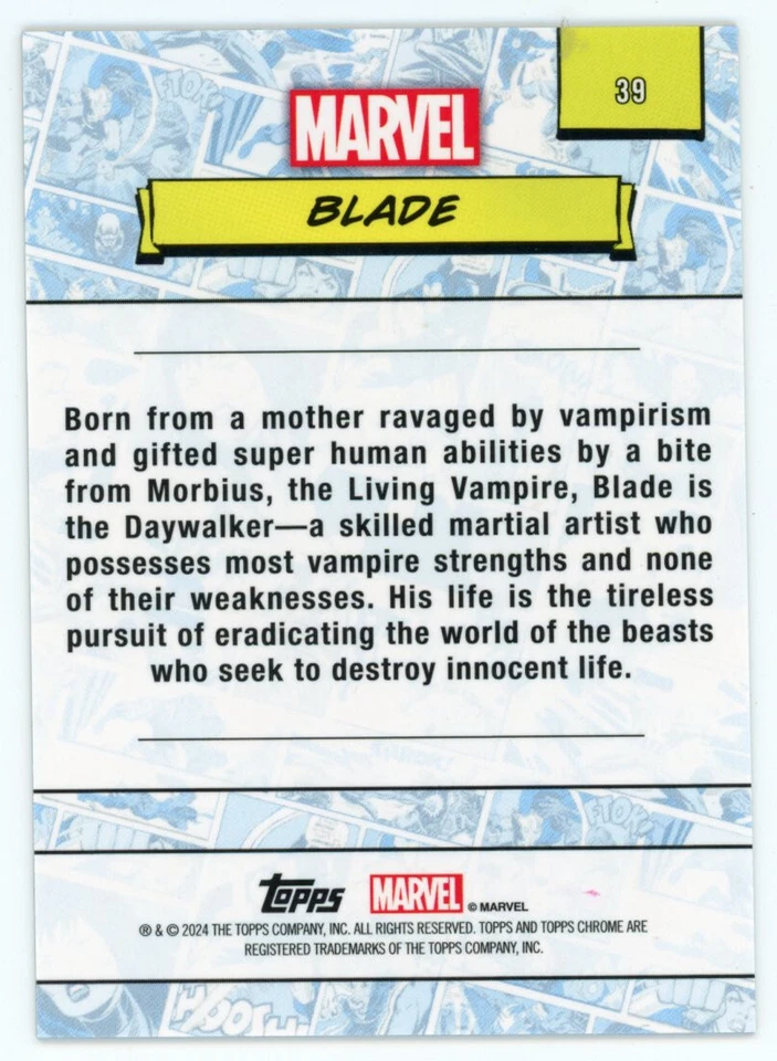 2024 Topps Marvel Chrome HUMAN TORCH REFRACTOR #39 Blade 22/39 - Image 2 of 2