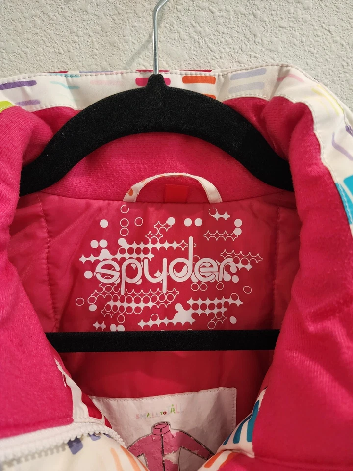 Spyder Girls Sz 6 Bitsy Lola Jacket White Cascade Pink Print No Hood MSRP $150 - Image 2 of 4