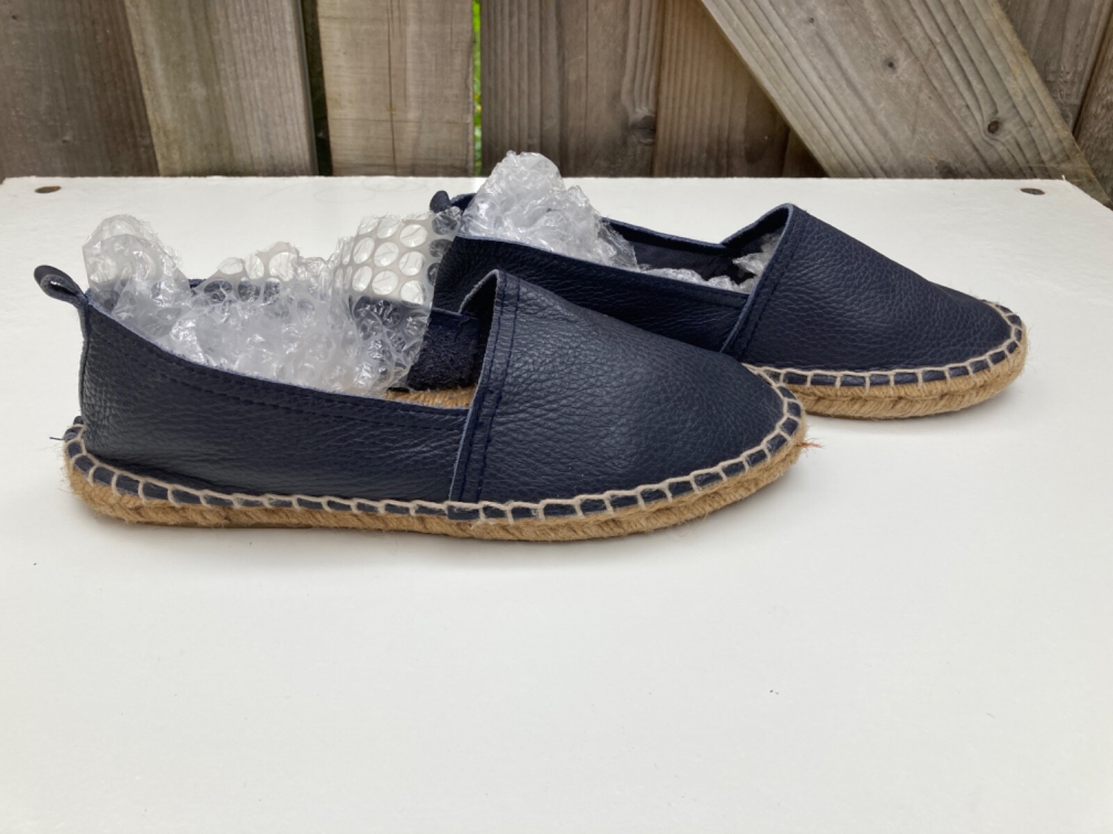 JONES BOOTMAKERS NAVY BLUE LEATEHR FLAT ESPADRILLE UK6/39EU eBay
