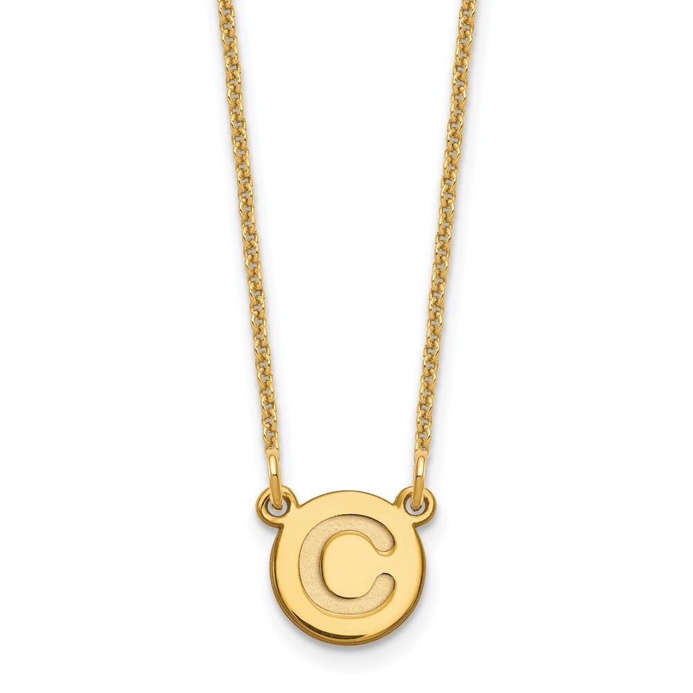 14k Tiny Circle Block Letter C Initial Necklace