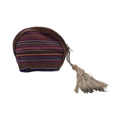 Striped Cosmetic Bag with Tassel Colorful Makeup Pouch Travel Accessories