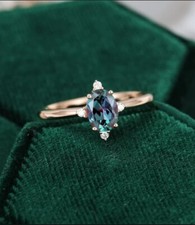 "Stunning Alexandrite Ring - 14K Gold Plated Band - Perfect for Engagement Ring