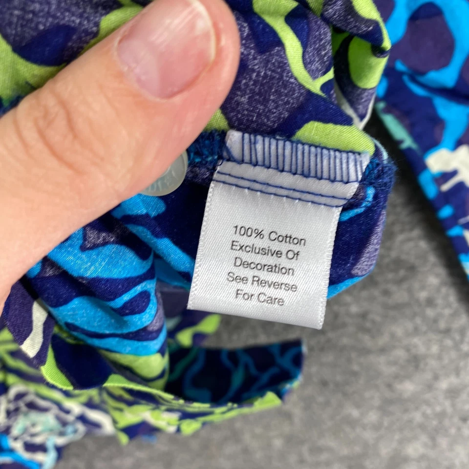 Camisa Vera Bradley Mujer S Pequeña Azul Floral Abotonada Manga Larga Cuello Redondo Foto 4 de 4