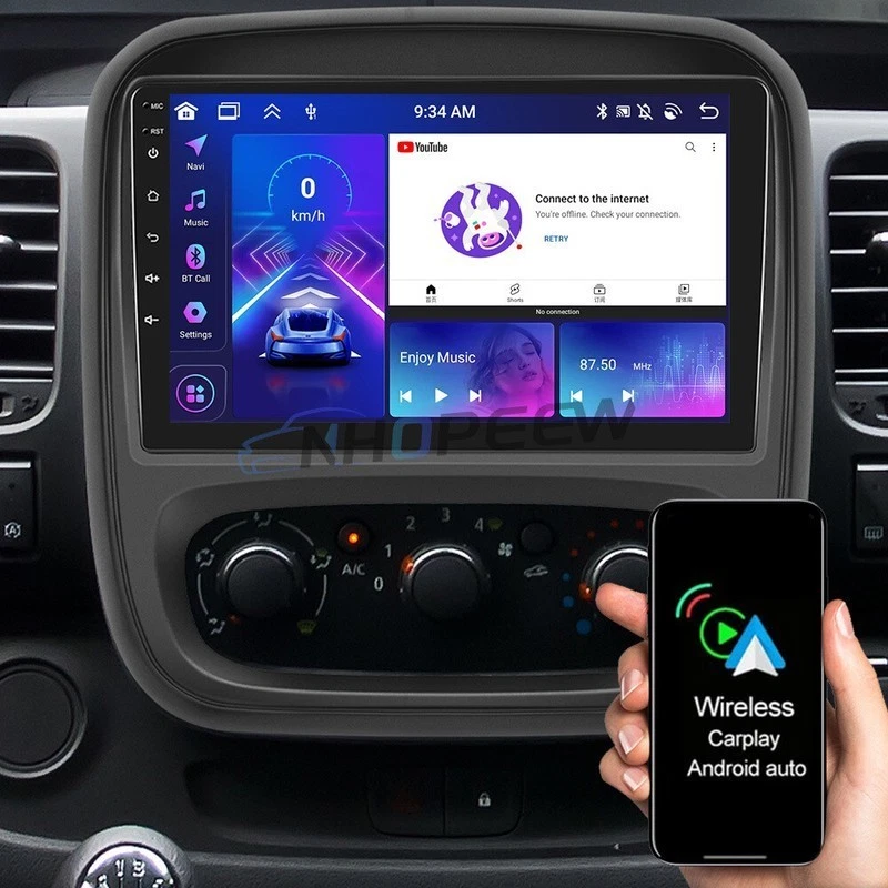 6GB+128GB 9' Android 15 Autoradio CarPlay GPS Für Opel Vivaro B Renault Trafic 3 - Bild 1 von 4