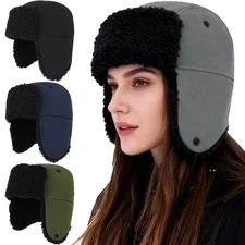 Winter Aviator Hunting Hats for Men Women with Warm Ear Flaps Windproof Ski Cap