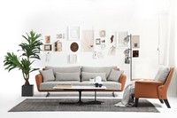 Sofagarnitur 31 Sitzer Wohnzimmer Sofa Orange Stoff Sessel Dreisitzer