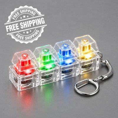 RGB Mechanical Fidget Keychain Clicky Keyboard Toy LED Color Changing Gamer ASMR