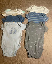 2c Carter's Baby Bodysuit 5pc lot 0-3M Cotton Short Sleeve Tagless