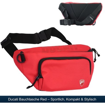 Ducati Bauchtasche Hüfttasche Motorrad Tasche Gürteltasche 2 Fächer Rot