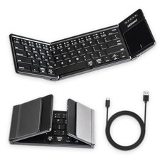 Foldable Bluetooth Keyboard with Touchpad, Wireless Folding Keyboards with PU
