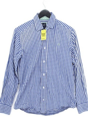 Crew Clothing Herren Hemd XXS blau kariert 100% Baumwolle Basic
