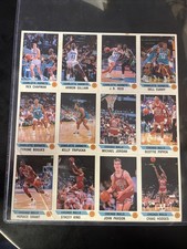 1990 NBA Panini Stickers UNCUT SHEET Michael Jordan SCOTTIE Pippen Grant PAXSON