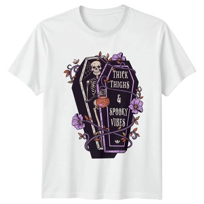 Dicke Oberschenkel & Spooky Vibes Damen T-Shirt Spooky Season Halloween Geschenk für Sie