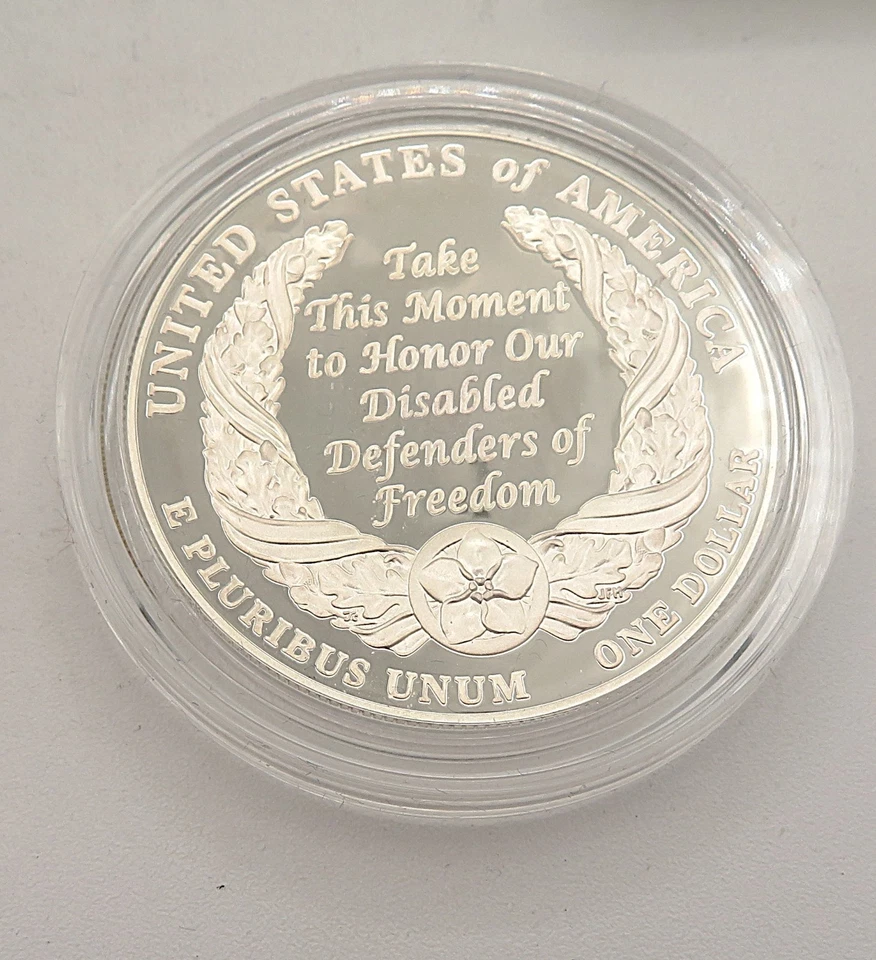 2010 American Veterans Disabled for Life 90% Silver Dollar Proof Coin, Box & COA - Image 3 of 4