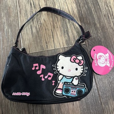 Sanrio Hello Kitty Small Black Shoulder Bag Music Boom Box NWT Y2K