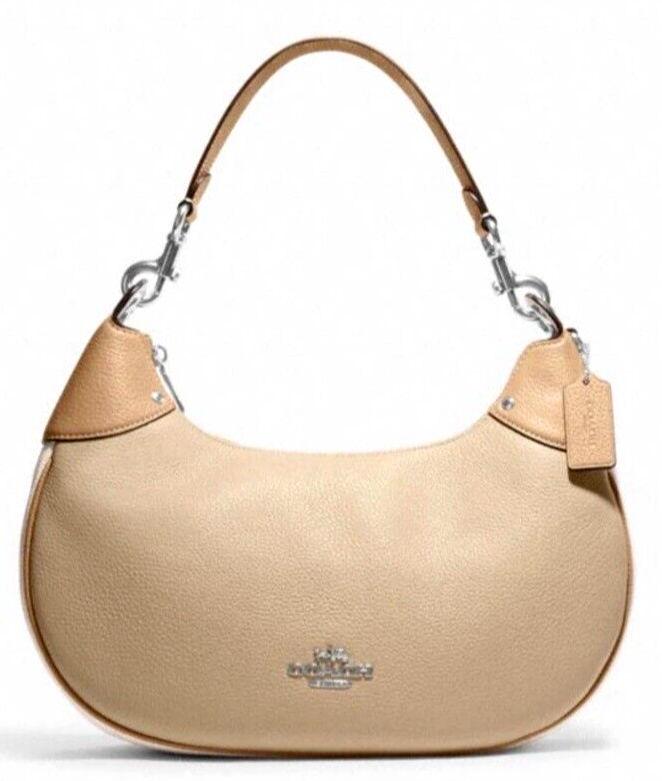 New Coach CH508 Mara Hobo Pebble Leather Shoulder bag Sandy Beige