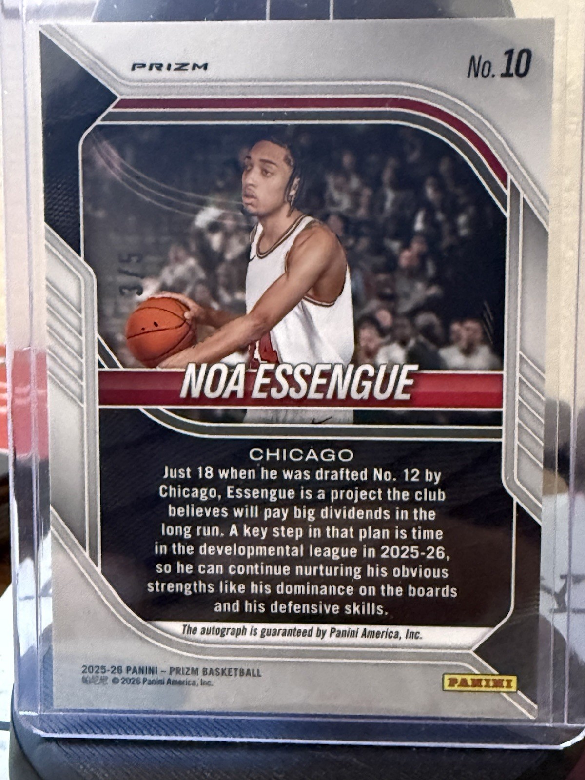 Noa Essengue Gold Vinyl Auto Rookie RC 2025-26 Panini Prizm #PA-NOA Bulls /5 view 2