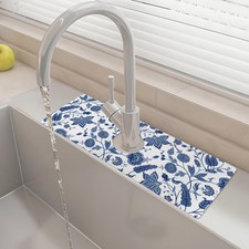 15" X 5.5" Kitchen Sink Splash Guard Faucet Mat Floral Super Absorbent Fast D...