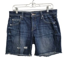 Mossimo Denim Stretch Boyfriend Shorts Distressed Raw Hem Women's Size 6 EUC