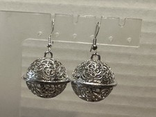Holiday BELL Earrings Handmade, Silver Colored Hardware.