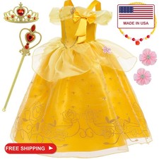 Princess Dresses for Girls Princess Costume Kids Belle Dress Up Birthday Christm