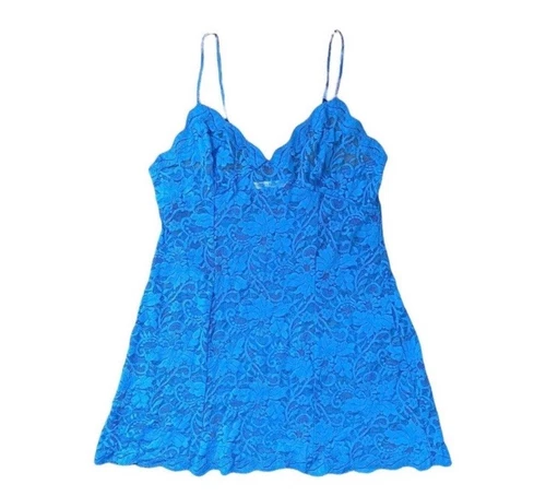 UNDERCOVER Abito Victoria’s Secret Y2K Vintage Blu Pizzo Slip ?