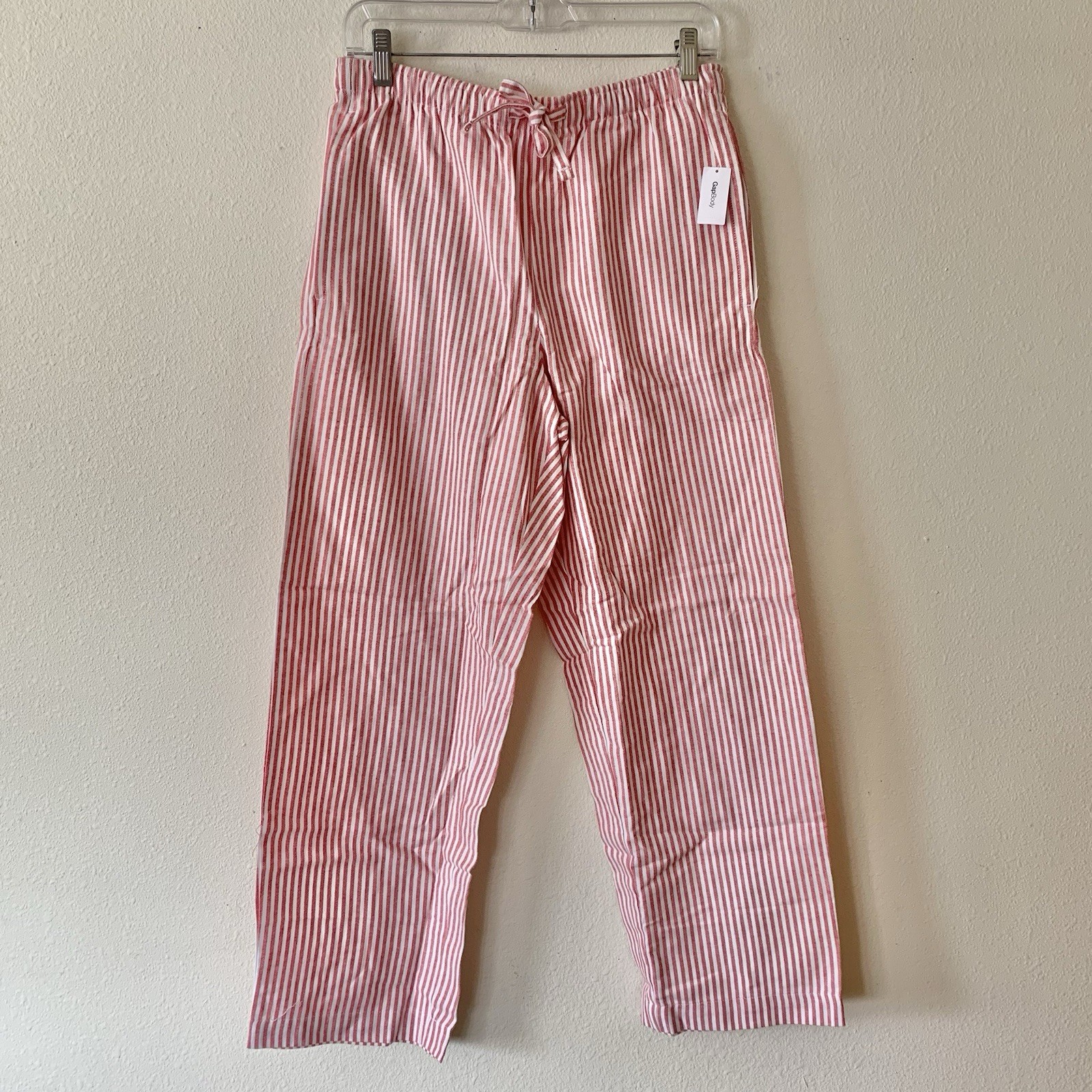 NEW Gap Body Womens Cotton Pajama Pants Red White Striped Loungewear Sz S Petite