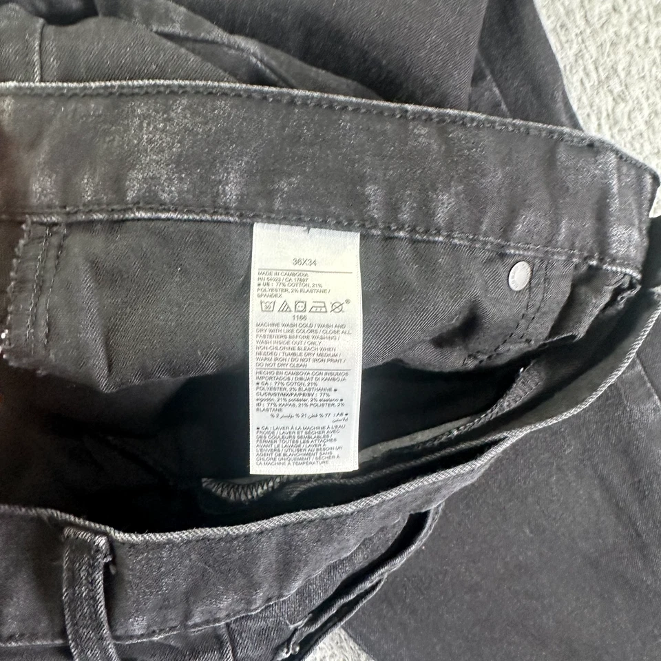 Old Navy Built In Flex Jeans Mens 36x34 Black Denim Cotton Straight Slim Stretch - Image 4 of 4