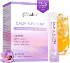 Gynable Saffron Supplements Calm Drink Mix Powder,7‑in‑1 Blend with 89mg Saffron
