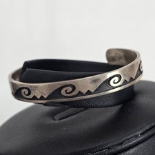 Hopicrafts? Bracciale Hopi in argento sterling con vortice tribale onda oceanica 20 g 7"