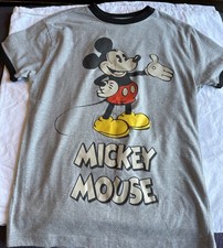 Disney Mickey Mouse Short Sleeve Ringer T-Shirt Gray Size Small
