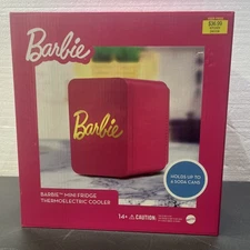 Barbie Pink 6 Can Personal Mini Fridge Thermoelectric Cooler NEW