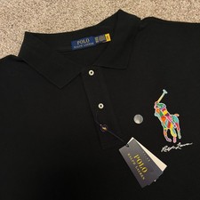 NWT Polo Ralph Lauren Big Pony Mesh Polo Shirt Men Size 3XB Black Color Pony