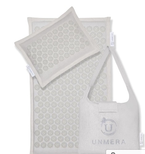 Unmera Acupressure Mat And pillow Set.  Natural Linen, Coconut Fiber