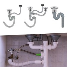 Sink Drain Pipe Drainage Pipe Sink Strainer Flexible Drain Pipe Stainless Steel