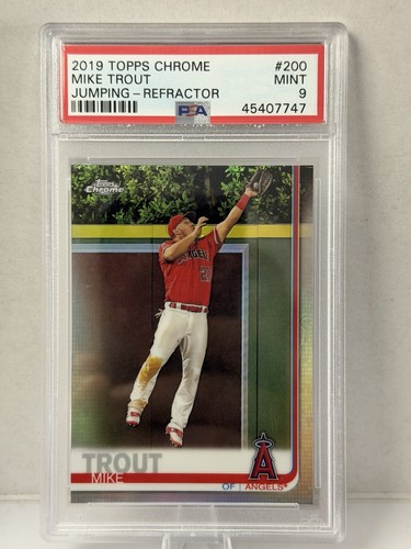 Topps 2019 Topps Chrome Mike Trout Refractor #200 PSA 9 Los Angeles Angels