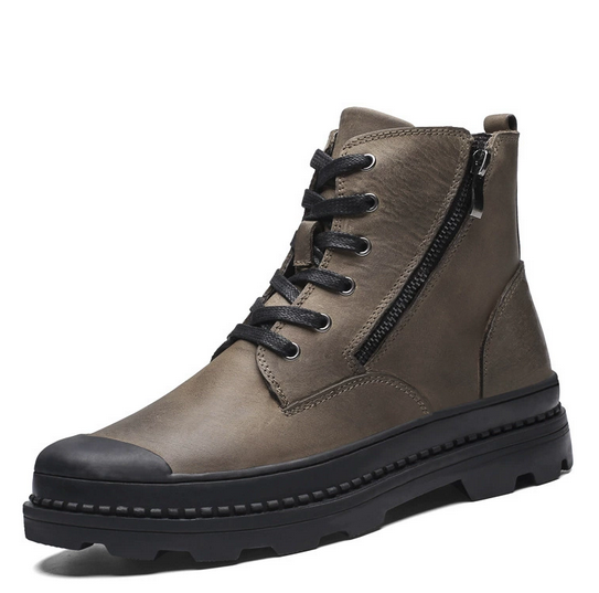 Mens Winter Lace Up Real Leather Round Toe Casual Work Motor  display picture 1
