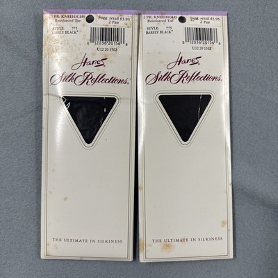 Hanes Silk Reflections Silky Sheer Knee Highs, Barely Black Style 775 One 2-Pack