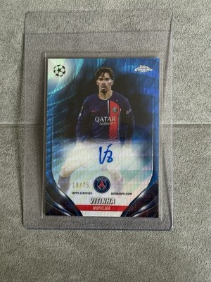 2023-24 Topps Chrome UCC - Chrome Autographs Vitinha Blue Wave /75