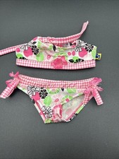 Build A Bear Pink White Floral Flower Bathing Swim Suit Bikini Towel Teddy Set