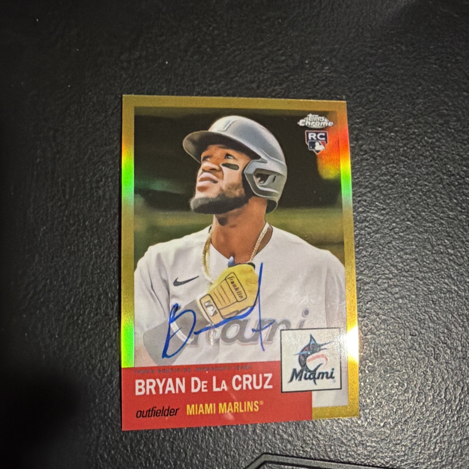 2022 Topps Bryan De La Cruz Chrome Platinum Anniversary Auto/50 CPA-BDC GOLD view 1