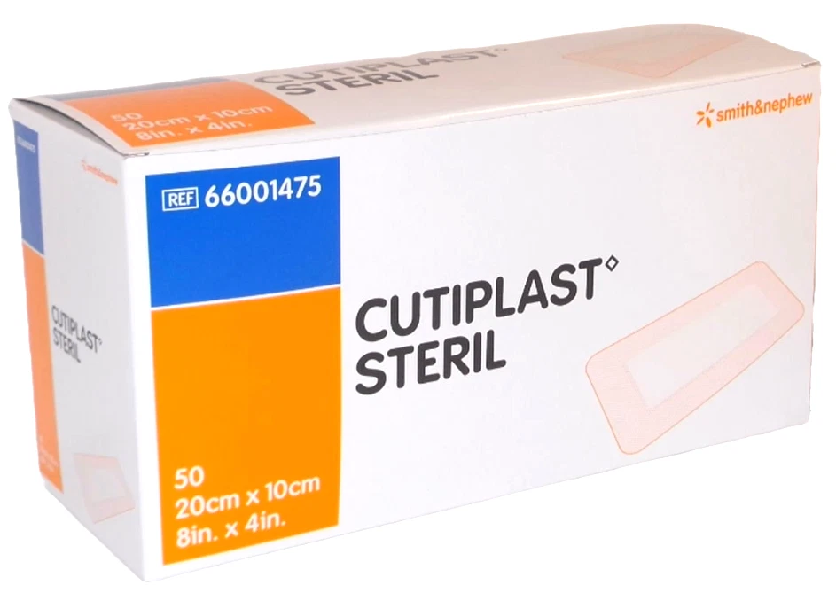 SMITH & NEPHEW CUTIPLAST steril Wundverband 10x20 cm 50 St PZN 18051825 Verfall 05/26