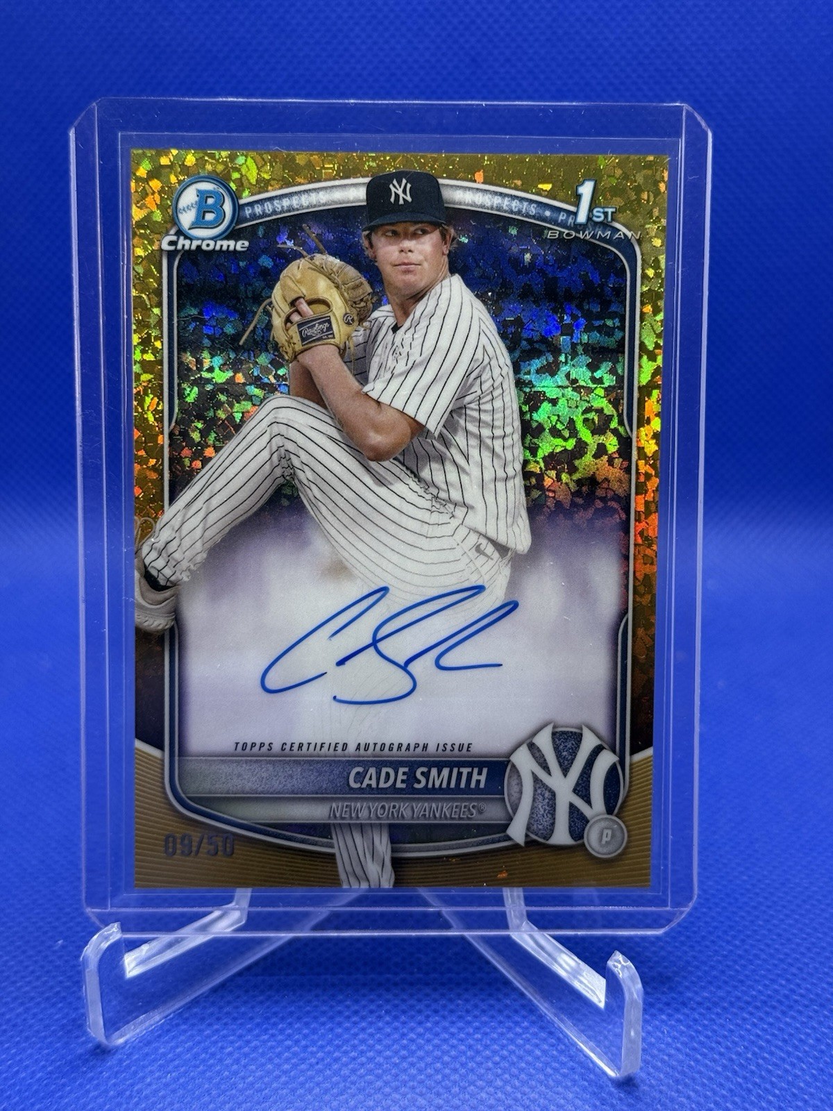 Cade Smith 2025 Bowman Chrome /50 Auto Gold Mini Diamond Refractor #CPA-CS