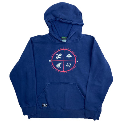 LRG Mash Up Hoodie Y2K Lifted Research Group Sweatshirt Navy Blue Men XL Cotton
