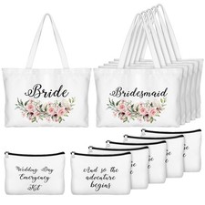 6 Set Bridesmaid Tote Gift Bags Bridesmaid Canvas Purse for Women Canvas Gift...