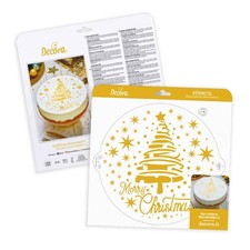 Stencil per torte Albero di Natale e scritta Merry Christmas Ø25 cm Decora