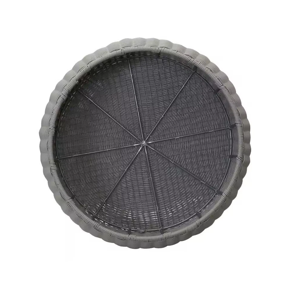 HOUSEHOLD ESSENTIALS Table Ottoman Barrel Storage Gray Resin Wicker 9.5 in. H - Image 4 of 4