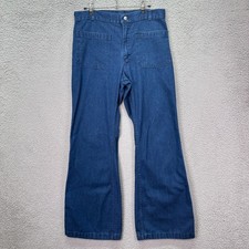 VTG Seafarer Jeans Mens 32x33 Blue Utility Trousers Denim Bell Bottom Pants