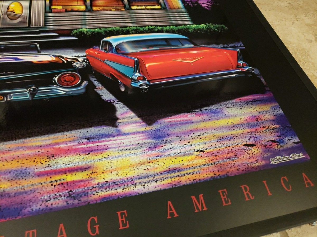 Roadside Diner Hot Rods Scenes From Vintage America LED Art 36 x
